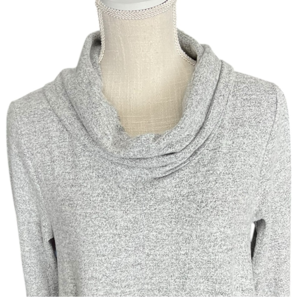 🌻NEW w/tag LOFT Heathered Gray Cowl Neck Super Soft Knit Shift Dress Size M - Picture 3 of 8